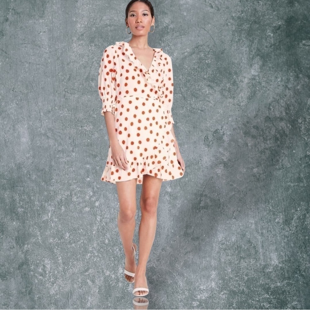 NWT RIXO for Target ‘Polka Dot Puff Sleeve Ruffle Trim Wrap Dress’ in Red Dot XS